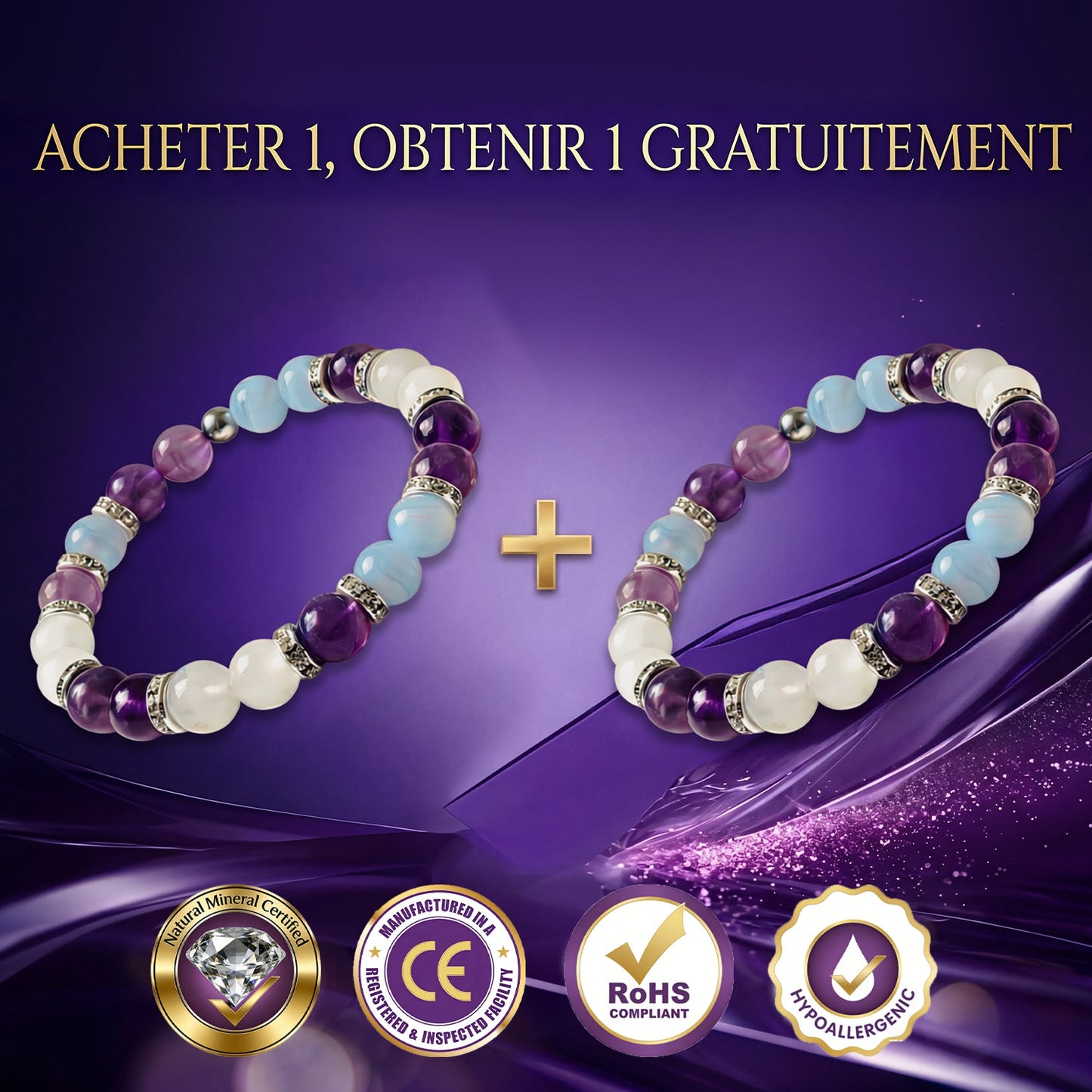 Bracelet Tranquil Tide — Aide à soulager les bouffées de chaleur, les sueurs nocturnes, l’anxiété, les douleurs articulaires, les déséquilibres hormonaux, la prise de poids et la chute de cheveux liée à la ménopause.